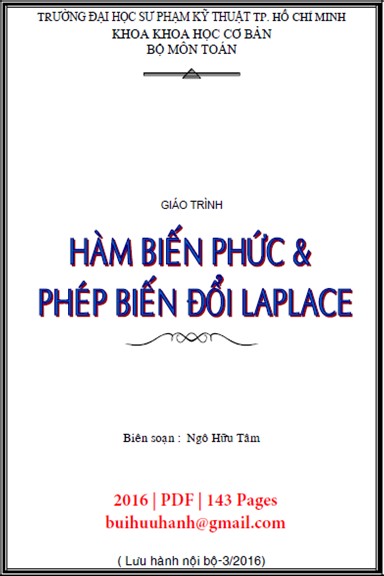 Giáo Trình Hàm Phức Và Phép Biến Đổi Laplace (NXB Đại Học Quốc Gia 2016) - Ngô Hữu Tâm, 143 Trang