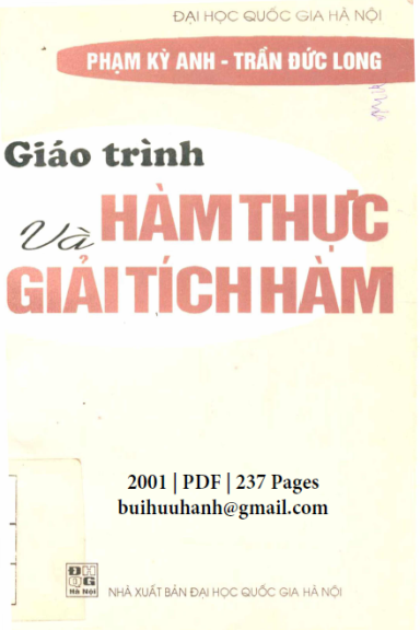 Giáo Trình Hàm Thực Và Giải Tích Hàm (NXB Đại Học Quốc Gia 2001) - Phạm Kỳ Anh, 237 Trang