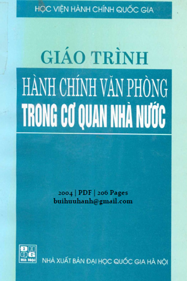 Giáo Trình Hành Chính Văn Phòng Trong Cơ Quan Nhà Nước (NXB Đại Học Quốc Gia 2004) - Lưu Kiếm Thanh