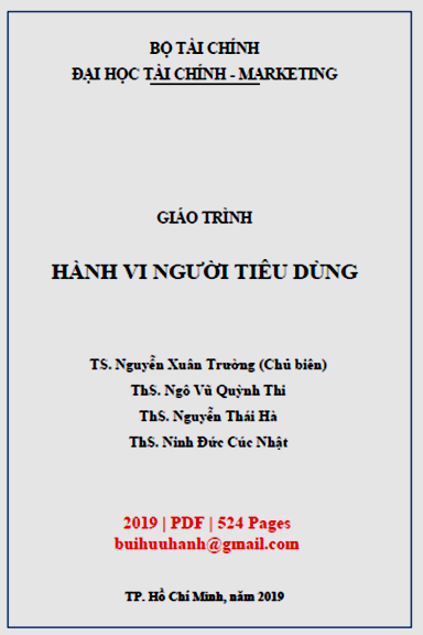 Giáo Trình Hành Vi Người Tiêu Dùng (NXB Tài Chính Marketing 2019) - Nguyễn Xuân Trường, 524 Trang