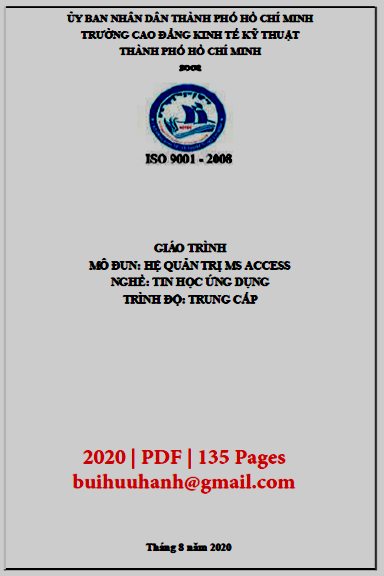 Giáo Trình Hệ Quản Trị MS Access (NXB Kinh Tế Kỹ Thuật 2020) - Nguyễn Gia Khoa, 135 Trang