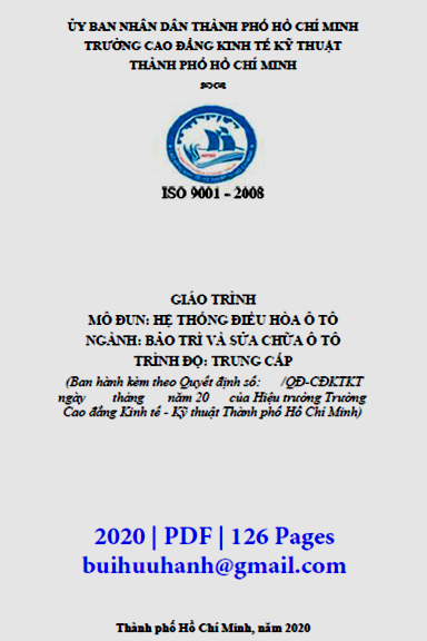 Giáo Trình Hệ Thống Điều Hòa Ô tô (NXB Kinh Tế Kỹ Thuật 2020) - Hoàng Phi Khanh, 126 Trang