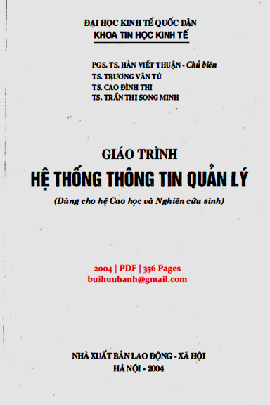 Giáo Trình Hệ Thống Thông Tin Quản Lý (NXB Lao Động Xã Hội 2004) - Hàn Viết Thuận, 356 Trang