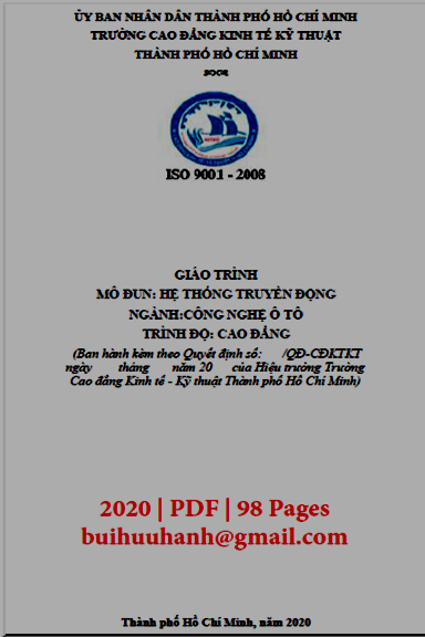 Giáo Trình Hệ Thống Truyền Động (NXB Kinh Tế Kỹ Thuật 2020) - Trần Hồng Tính, 98 Trang