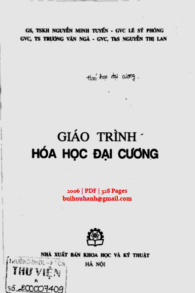 Giáo Trình Hóa Học Đại Cương (NXB Khoa Học Kỹ Thuật 2006) - Nguyễn Minh Tuyển, 328 Trang