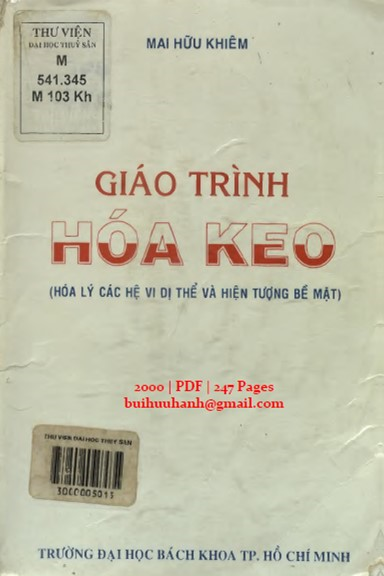 Giáo Trình Hóa Keo (NXB Đại Học Bách Khoa 2000) - Mai Hữu Khiêm, 247 Trang