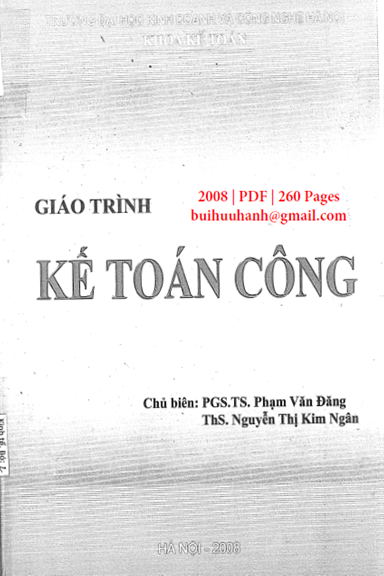 Giáo Trình Kế Toán Công (NXB Hà Nội 2008) - Phạm Văn Đăng, 260 Trang