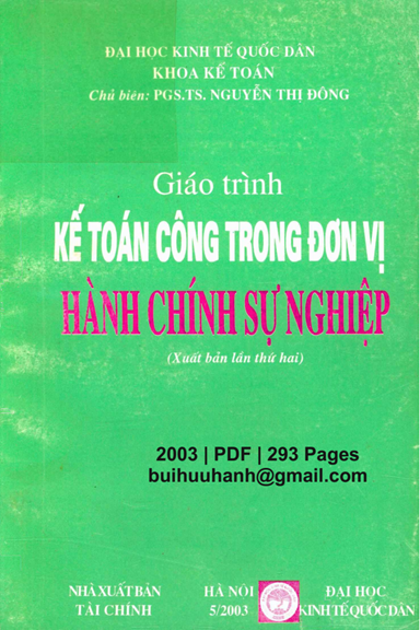 Giáo Trình Kế Toán Công Trong Đơn Vị Hành Chính Sự Nghiệp (NXB Tài Chính 2003) - Nguyễn Thị Đông