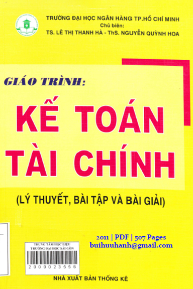 Giáo Trình Kế Toán Tài Chính (NXB Thống Kê 2011) - Lê Thị Thanh Hà, 507 Trang