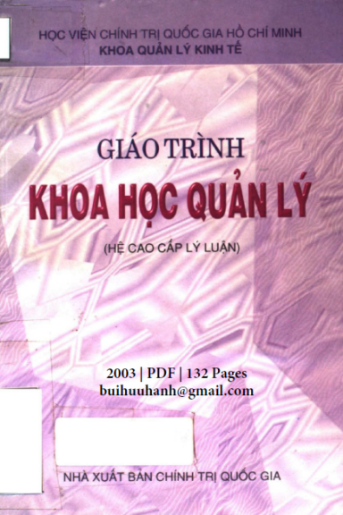 Giáo Trình Khoa Học Quản Lý (NXB Chính Trị 2003) - Đặng Ngọc Lợi, 132 Trang