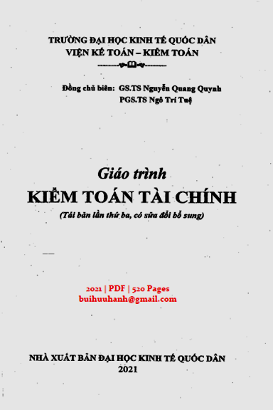 Giáo Trình Kiểm Toán Tài Chính (NXB Kinh Tế Quốc Dân 2021) - Nguyễn Quang Quynh, 520 Trang