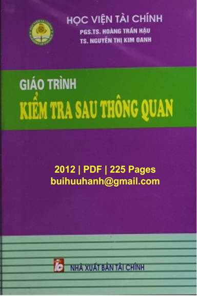 Giáo Trình Kiểm Tra Sau Thông Quan (NXB Tài Chính 2012) - Hoàng Trần Hậu, 225 Trang