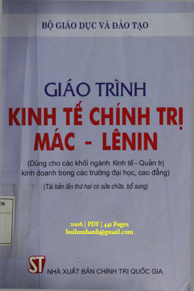 Giáo Trình Kinh Tế Chính Trị Mác-Lênin (NXB Chính Trị 2006) - Chu Văn Cấp, 441 Trang