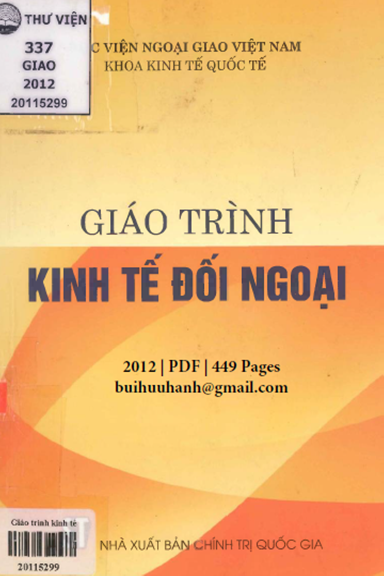 Giáo Trình Kinh Tế Đối Ngoại (NXB Chính Trị 2012) - Nguyễn Văn Lịch, 449 Trang