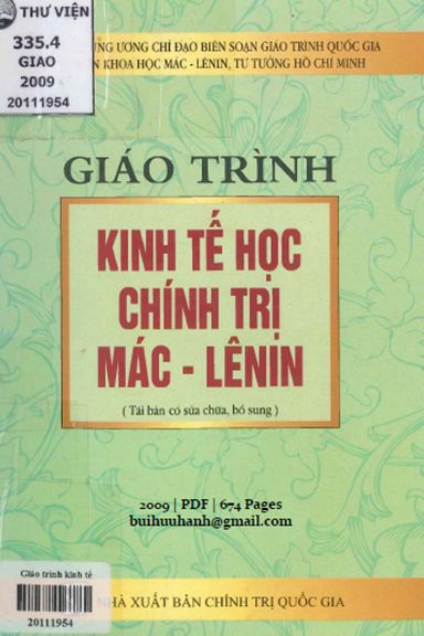 Giáo Trình Kinh Tế Học Chính Trị Mác-Lênin (NXB Chính Trị 2009) - Trần Ngọc Hiên, 674 Trang