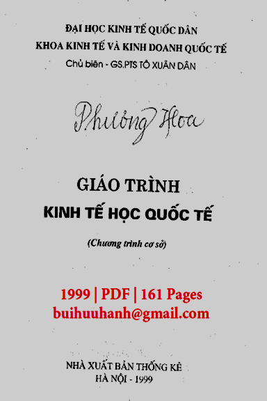 Giáo Trình Kinh Tế Học Quốc Tế (NXB Thống Kê 1999) - Tô Xuân Dân, 161 Trang