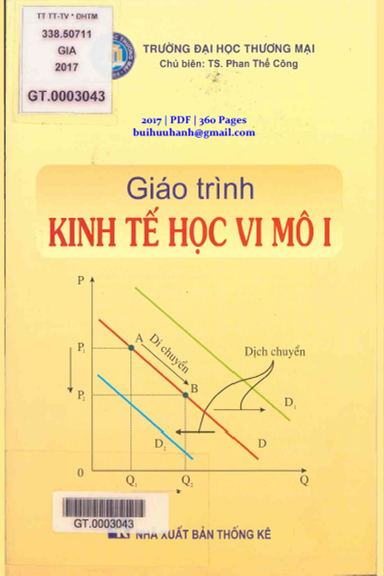 Giáo Trình Kinh Tế Học Vi Mô I (NXB Thống Kê 2017) - Phan Thế Công, 360 Trang