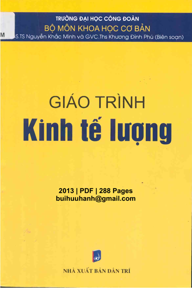 Giáo Trình Kinh Tế Lượng (NXB Dân Trí 2013) - Nguyễn Khắc Minh, 288 Trang