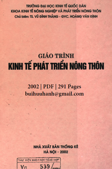 Giáo Trình Kinh Tế Phát Triển Nông Thôn (NXB Thống Kê 2002) - Vũ Đình Thắng, 291 Trang