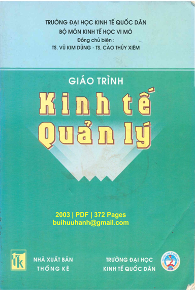 Giáo Trình Kinh Tế Quản Lý (NXB Thống Kê 2003) - Vũ Kim Dũng, 372 Trang