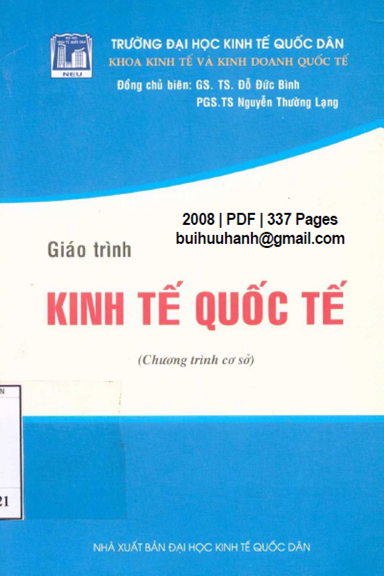 Giáo Trình Kinh Tế Quốc Tế (NXB Kinh Tế Quốc Dân 2008) - Đỗ Đức Bình, 337 Trang