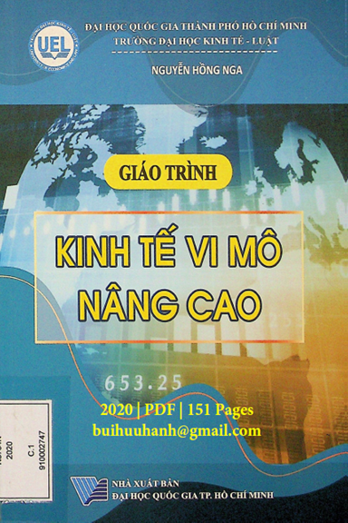 Giáo Trình Kinh Tế Vi Mô Nâng Cao (NXB Đại Học Quốc Gia 2020) - Nguyễn Hồng Nga, 151 Trang