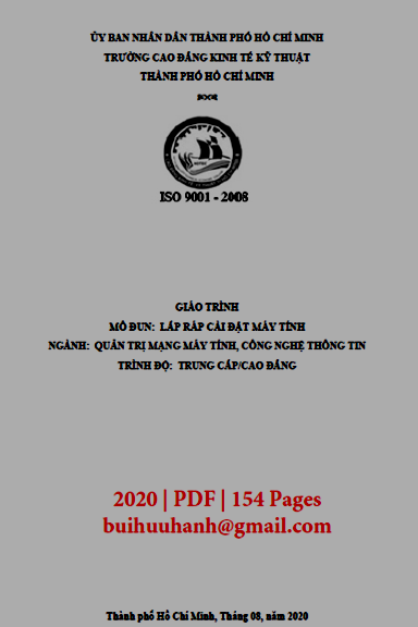 Giáo Trình Lắp Ráp Cài Đặt Máy Tính (NXB Kinh Tế Kỹ Thuật 2020) - Nguyễn Đức Thụy, 154 Trang