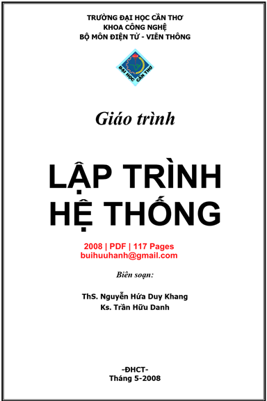 Giáo Trình Lập Trình Hệ Thống (NXB Đại Học Cần Thơ 2008) - Nguyễn Hứa Duy Khang, 117 Trang