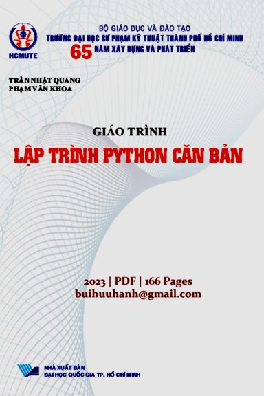 Giáo Trình Lập Trình Python Căn Bản (NXB Đại Học Quốc Gia 2023) - Trần Nhật Quang, 166 Trang