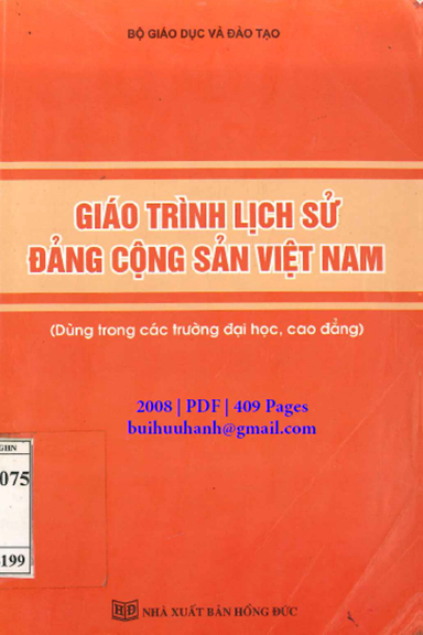 Giáo Trình Lịch Sử Đảng Cộng Sản Việt Nam (NXB Hồng Đức 2008) - Nhiều Tác Giả, 409 Trang