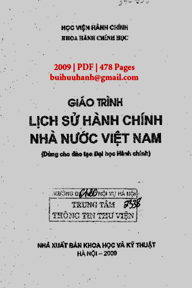 Giáo Trình Lịch Sử Hành Chính Nhà Nước Việt Nam (NXB Khoa Học Kỹ Thuật 2009) - Võ Văn Tuyển