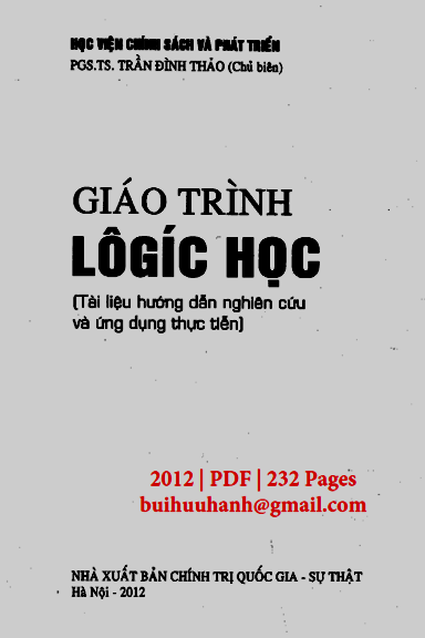 Giáo Trình Logic Học (NXB Chính Trị 2012) - Trần Đình Thảo, 116 Trang