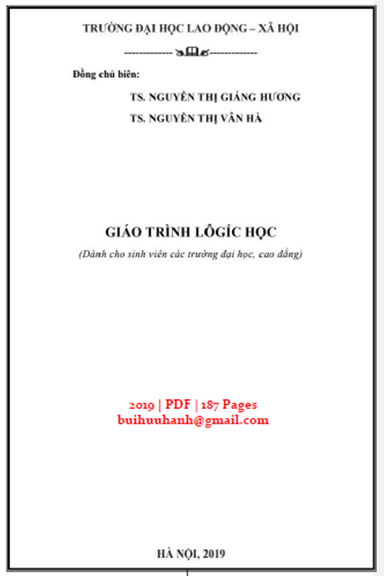 Giáo Trình Lôgíc Học (NXB Hà Nội 2019) - Nguyễn Thị Giáng Hương, 187 Trang