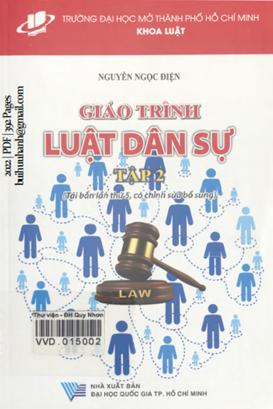 Giáo Trình Luật Dân Sự Tập 2 (NXB Đại Học Quốc Gia 2022) - Nguyễn Ngọc Điện, 392 Trang