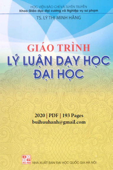 Giáo Trình Lý Luận Dạy Học Đại Học (NXB Đại Học Quốc Gia 2020) - Lý Thị Minh Hằng, 193 Trang