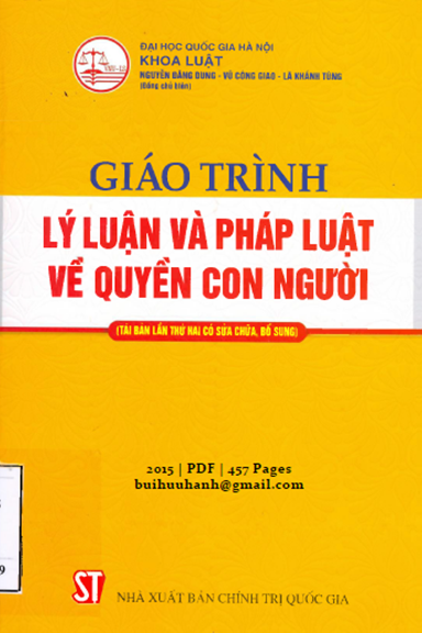 Giáo Trình Lý Luận Và Pháp Luật Về Quyền Con Người (NXB Chính Trị 2015) - Nguyễn Đăng Dung 457 Trang