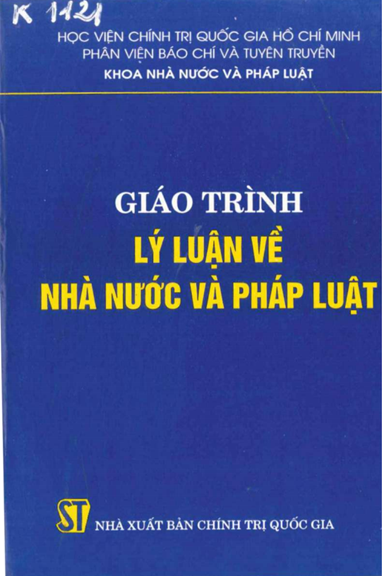 Giáo Trình Lý Luận Về Nhà Nước Và Pháp Luật (NXB Chính Trị 2002) - Dương Thị Hưởng, 290 Trang