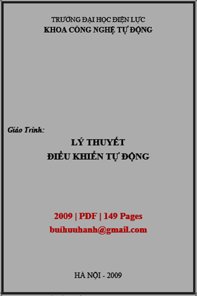Giáo Trình Lý Thuyết Điều Khiển Tự Động (NXB Hà Nội 2009) - Nguyễn Tuấn Linh, 149 Trang