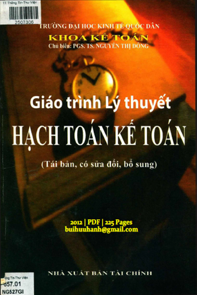 Giáo Trình Lý Thuyết Hạch Toán Kế Toán (NXB Tài Chính 2012) - Nguyễn Thị Đông, 225 Trang