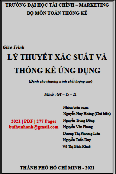 Giáo Trình Lý Thuyết Xác Suất Và Thống Kê Ứng Dụng (NXB Tài Chính Marketing 2021) - Nguyễn Huy Hoàng