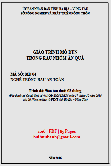 Giáo Trình Mô Đun Trồng Rau Nhóm Ăn Quả (NXB Vũng Tàu 2016) - Phạm Thanh Hải, 85 Trang