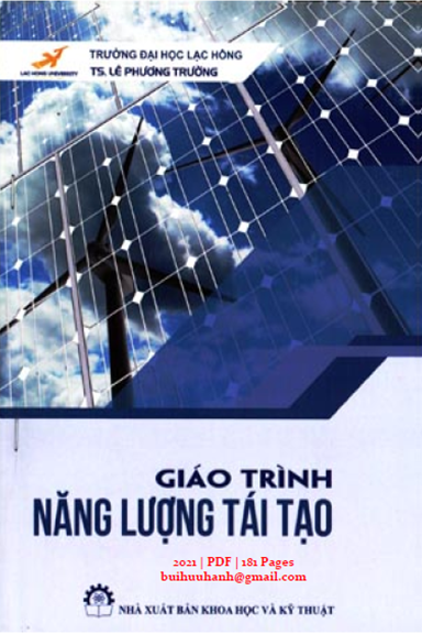 Giáo Trình Năng Lượng Tái Tạo (NXB Khoa Học Kỹ Thuật 2021) - Lê Phương Trường, 181 Trang