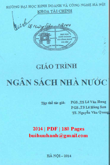 Giáo Trình Ngân Sách Nhà Nước (NXB Hà Nội 2014) - Lê Văn Hưng, 180 Trang