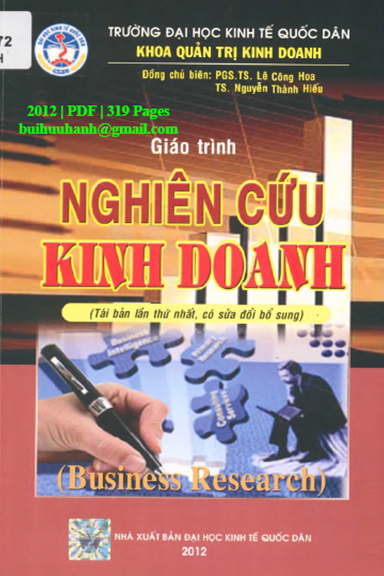 Giáo Trình Nghiên Cứu Kinh Doanh (NXB Kinh Tế Quốc Dân 2012) - Lê Công Hoa, 319 Trang