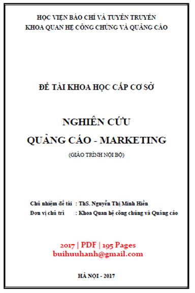 Giáo Trình Nghiên Cứu Quảng Cáo Marketing (NXB Hà Nội 2017) - Nguyễn Thị Minh Hiền, 195 Trang