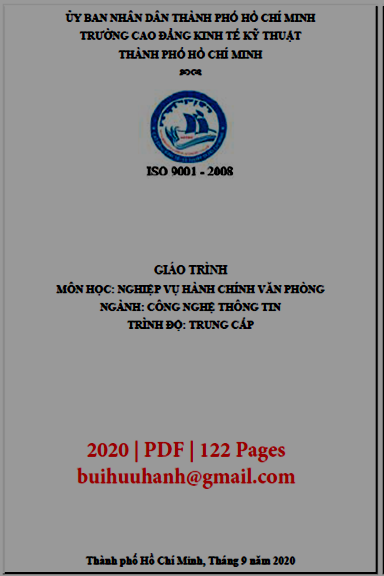 Giáo Trình Nghiệp Vụ Hành Chính Văn Phòng (NXB Kinh Tế Kỹ Thuật 2020) - Hoàng Thiên Phong, 122 Trang