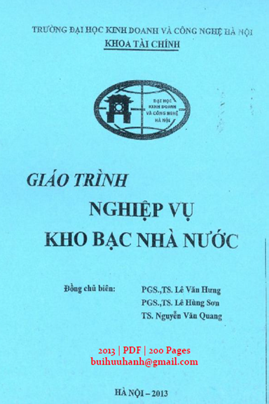 Giáo Trình Nghiệp Vụ Kho Bạc Nhà Nước (NXB Hà Nội 2013) - Lê Văn Hưng, 200 Trang