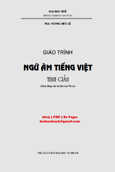 Giáo Trình Ngữ Âm Tiếng Việt Tinh Giản (NXB Đại Học Sư Phạm 2015) - Vương Hữu Lễ, 81 Trang