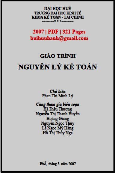 Giáo Trính Nguyên Lý Kế Toán (NXB Đại Học Huế 2007) - Phan Thị Minh Lý, 321 Trang
