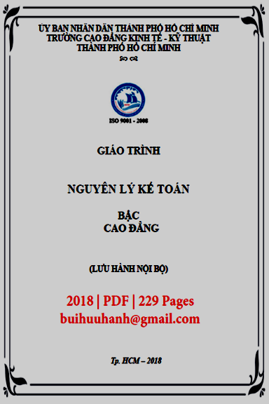 Giáo Trình Nguyên Lý Kế Toán (NXB Kinh Tế Kỹ Thuật 2018) - Nguyễn Thị Hạnh, 229 Trang